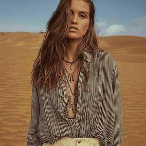 Free People FP One Waverly Stripe Printed Button Tunic Top M